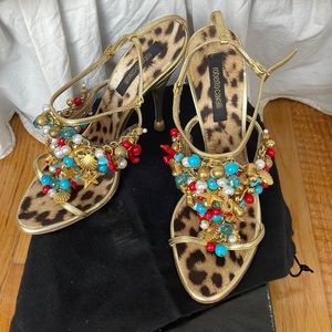 Roberto Cavalli coral beaded sandal